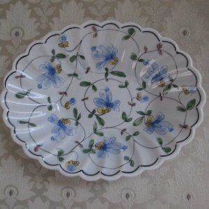 Hand Painted Portugal pretty blue floral bowl